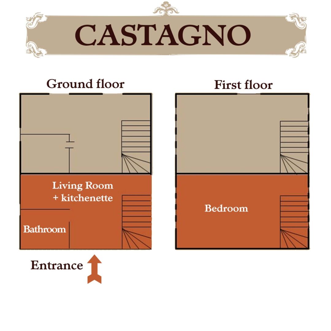 A floor plan of the two floors of castagno.