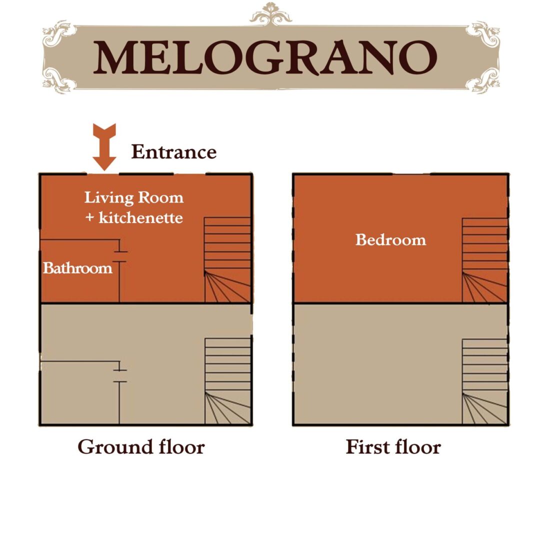 A floor plan of the two floors of a house.