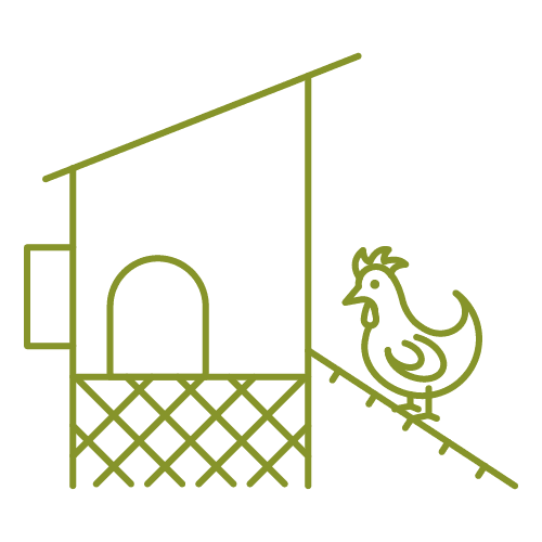 A green square with an image of a chicken coop.