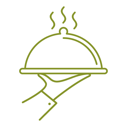 A green icon of a grill with smoke coming out it.